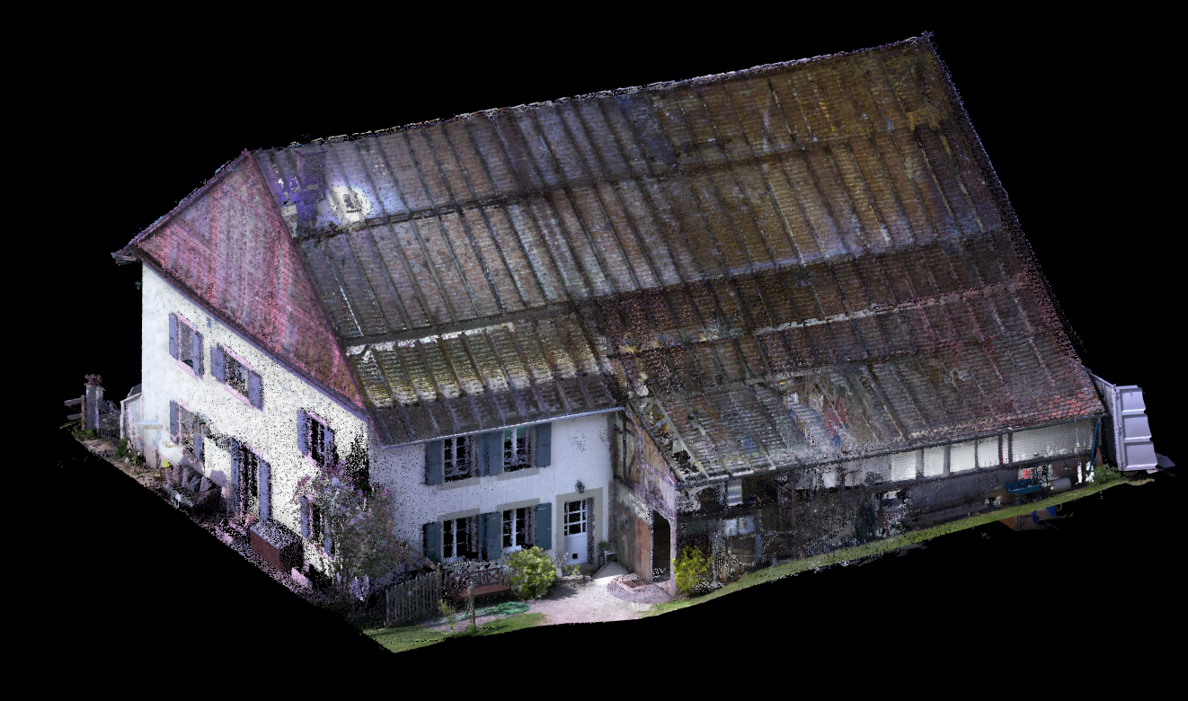 Nuage de points 3D d'un bâtiment — relevé scanner laser
